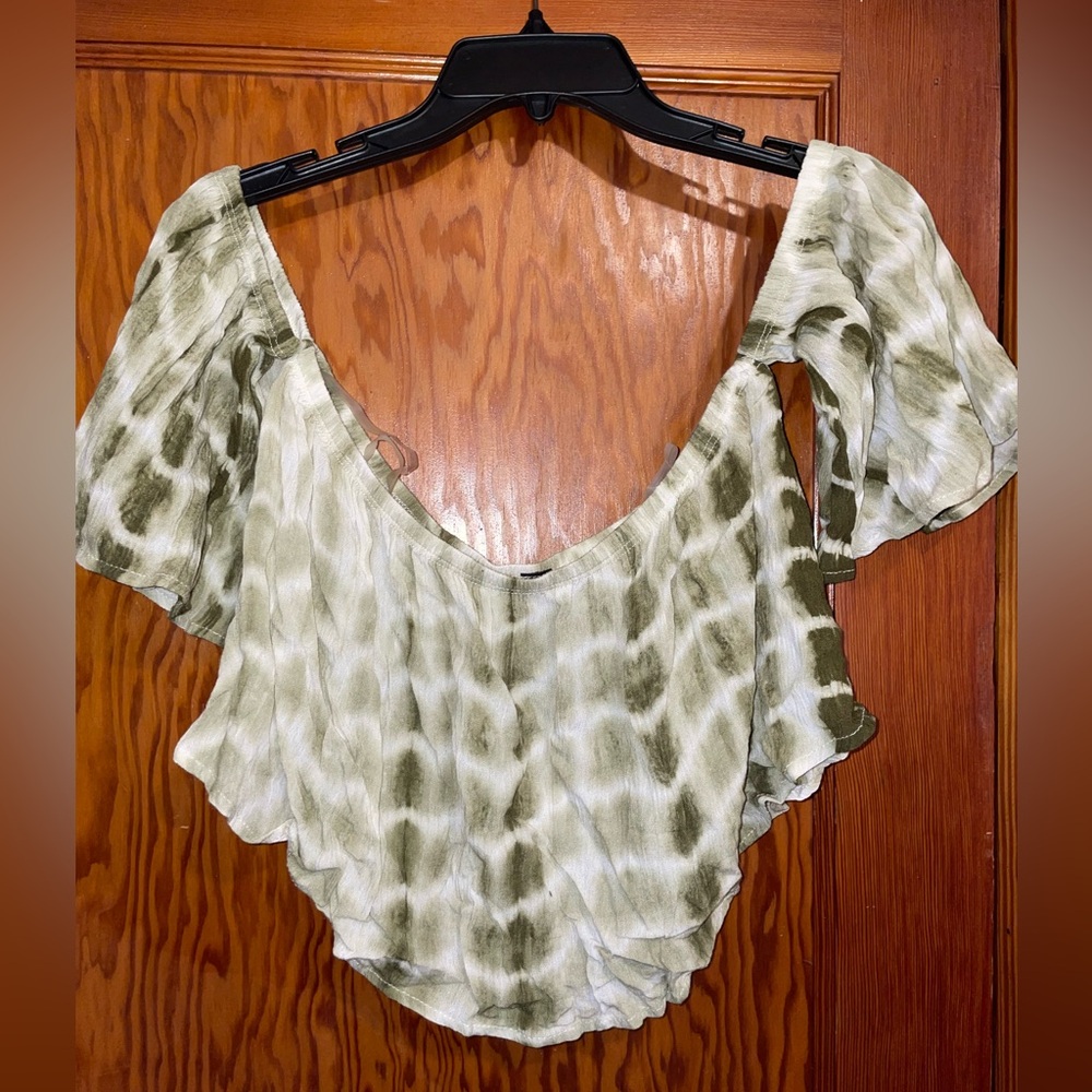 Green tie dye crop top